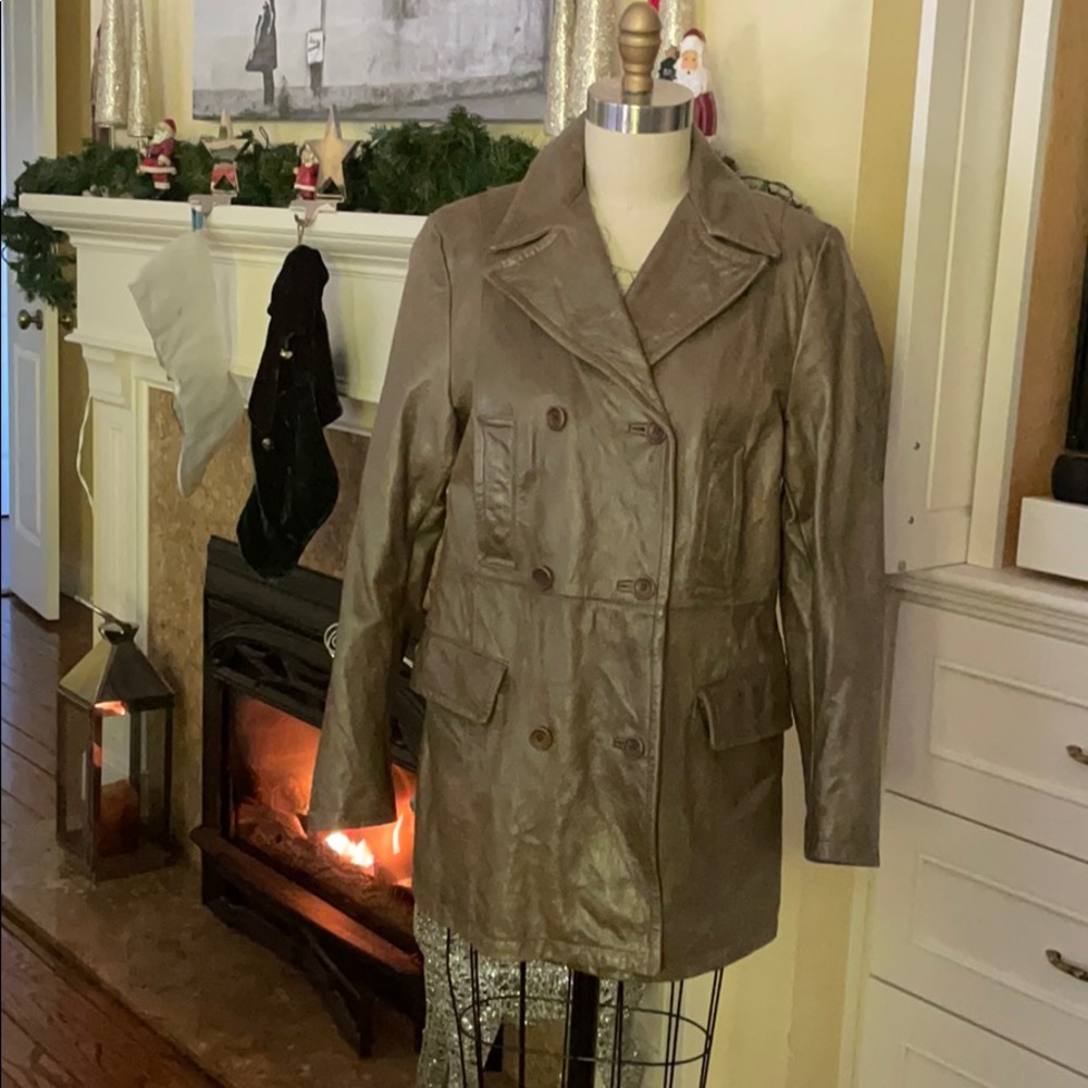 Italian olive green leather jacket